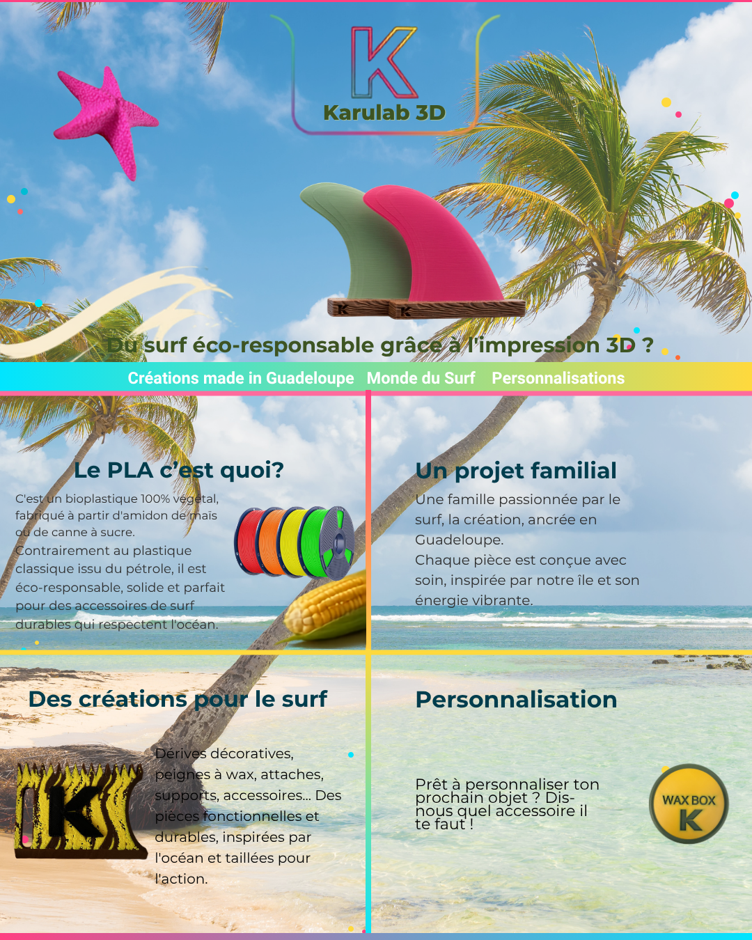 Concept KaruLab 3D - Impression 3D éco-responsable et Surf en Guadeloupe
